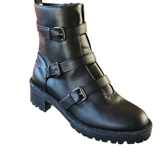 KENNITH COLE REACTION TATE Faux Leather Rhinestone Womens Motorcycle Boots NIB 8 - Picture 7 of 16